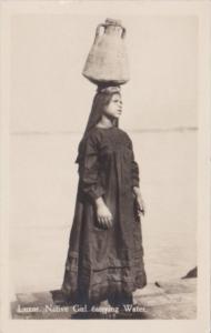 Egypt Luxor Native Girl Carrying Water Real Photo