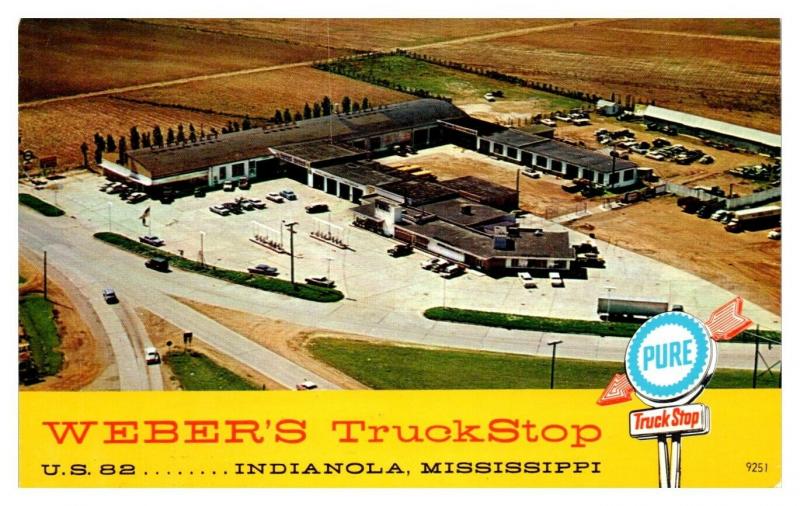 1950s/60s er's Truckstop, US Highway 82, Indianola, MS Postcard *5F