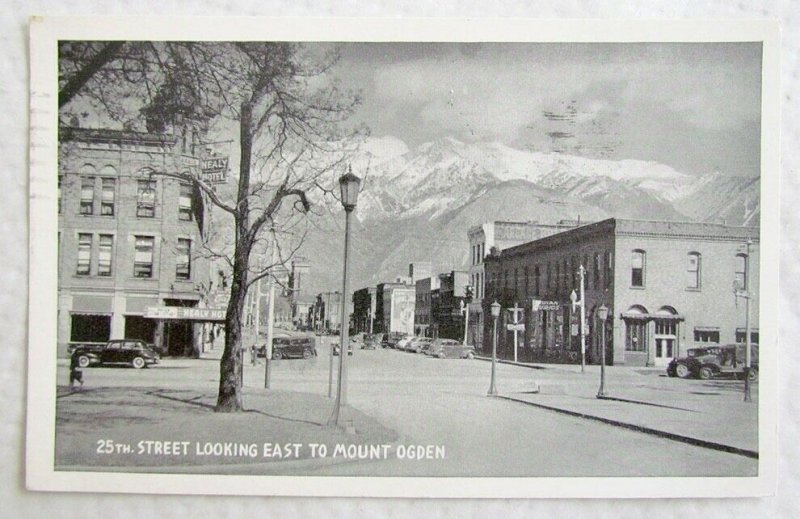 25th STREET EAST OF OGDEN UTAH MOUNT OGDEN VINTAGE 1944 NATURAL FINNISH POSTCARD