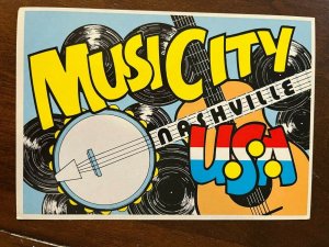 Music City Nashville Tennessee TN Banjo Records Guitar postcard