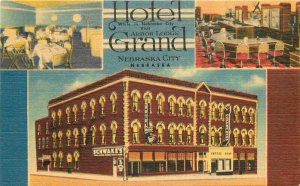 Hotel Grand Coffee Shop Nebraska roadside MWM linen Postcard 20-3003