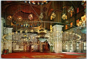 VINTAGE CONTINENTAL SIZE POSTCARD INTERIOR OF THE MOHAMED ALY MOSQUE CAIRO EGYPT