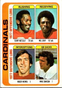 1978 Topps Football Card '77 Team Leaders Metcalf Gray Dawson Cardinals ...