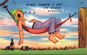 Humour Man Sleeping in Hammock First Chance I Get I'm Going Fishing