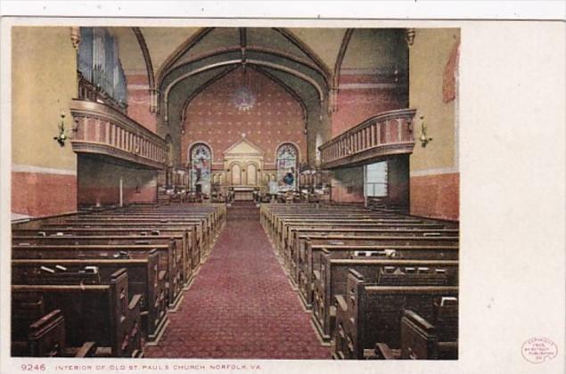 Virginia Norfolk Interior Of St Paul's Church Detroit Publishing