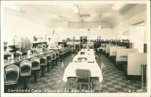 rare RPPC - Alamogordo, NM / New Mexico - Coronado Cafe interior b&w postcard  