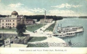 Public Library At Waterworks Park Ferry Boats, Ship 1908 postal used 1908