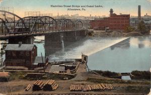 Allentown Pennsylvania Hamilton Street Bridge Canal Locks Postcard K92694