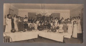 Vintage HALLOWEEN RPPC 1910 PARTY Interior JOL Bobbing for Apples JACK O'LANTERN