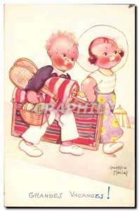 Old Postcard Fantasy Illustrator Child Beatrice Mallet Great Vacations