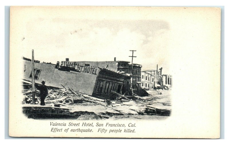 Postcard Valencia Street Hotel, San Francisco CA Earthquake 1906 Y65