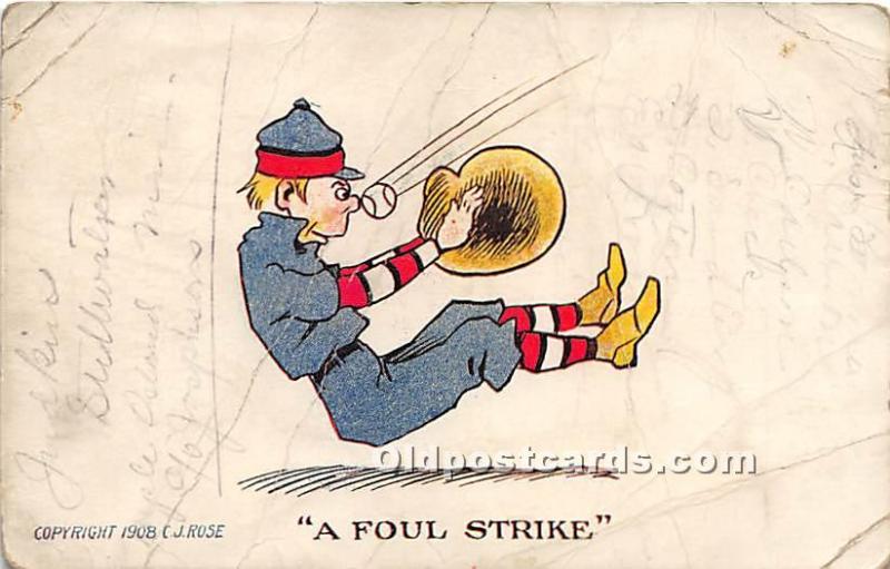 A Foul Strike Baseball 1908 Missing Stamp 