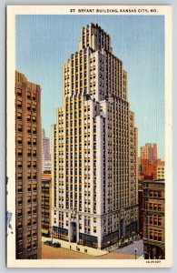 Kansas City MO~Art Deco Bryant Building~Vintage Linen Postcard
