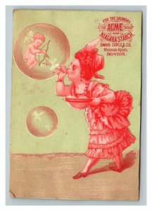 Vintage 1880's Victorian Trade Card Acme Soap Niagara Starch Swain & Earle Co.