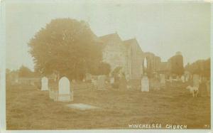 C-1910 Winchelsea Church UK  Postcard Sussex Cemetery 4183