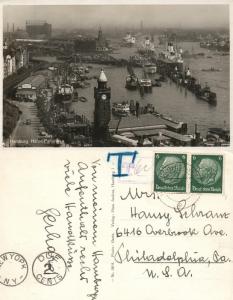 HAMBURG GERMANY VINTAGE PHOTO POSTCARD RPPC w/ STAMPS