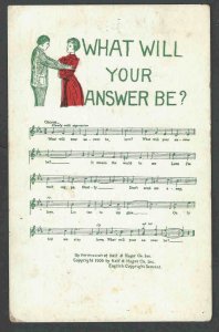 1912 PPC* Song What Will Your Answer Be Romance Posted