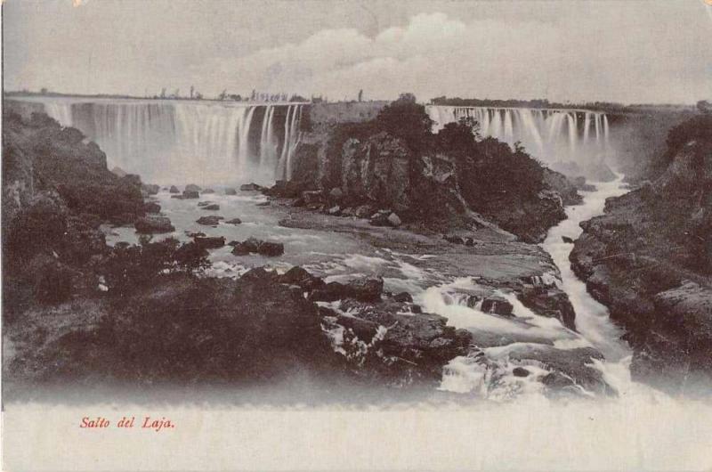 Salto del Laja Chile Water Falls Scenic View Antique Postcard J49186