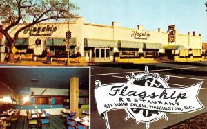 Washington, D.C.  FLAGSHIP RESTAURANT Multi w/Interior ROADSIDE c1950's Postcard