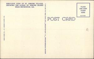 St. Simons Village Near Brunswick GA Birdseye Linen Postcard