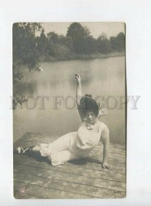 438408 HAT Woman in Bathing Suit FASHION Vintage REAL PHOTO postcard NPG #577-7