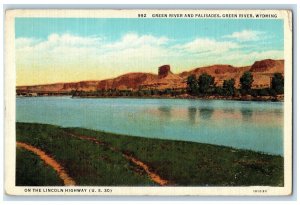 Green River And Palisades Lincoln Highway Scene Wyoming WY Vintage Postcard 