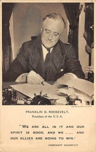 Franklin D. Roosevelt President of U.S.A View Postcard Backing 