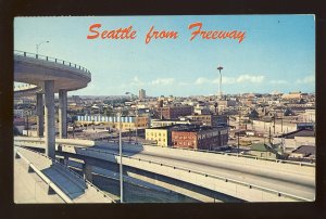 Seattle, Washington/WA Postcard, Space Needle & Seattle Center From Freeway