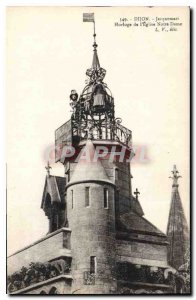 Old Postcard Dijon Jacquemart Clock in Notre Dame church