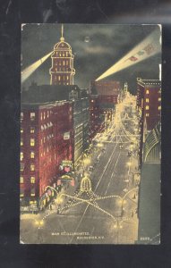 ROCHESTER NEW YORK NY DOWNTOWN STREET SCENE AT NIGHT VINTAGE POSTCARD 1912