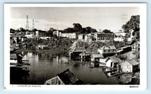 RPPC MANAUS, Brazil ~ RIVER SCENE & BUILDINGS 1960  Postcard