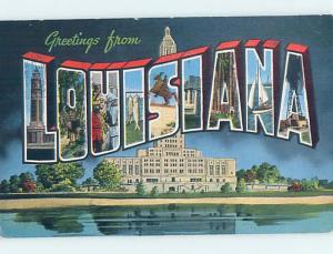 Linen BIG LETTERS Postmarked New Orleans Louisiana LA ho7034