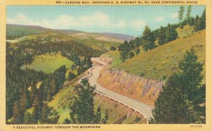 USA Harding Way Montana US Highway Over Continental Divide Linen Postcard 07.31