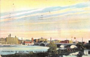 Grand Rapids Michigan~Panoramic View of River Front~Street Bridge~Bldgs~1909 PC