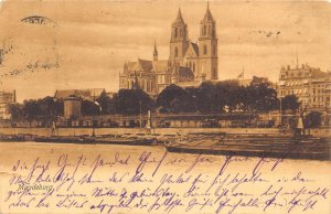 Germany 1908 Magdeburg Boats Pier vintage postcard