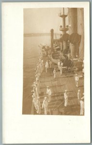 MILITARY SHIP US WWI ERA SAILORS ANTIQUE REAL PHOTO POSTCARD RPPC