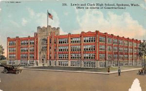 C19/ Spokane Washington WA Postcard c1910 Lewis Clark High School Rand Architect