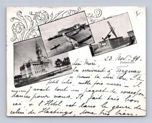 PORTSMOUTH ENGLAND TO ROULERS BELGIUMS COURT SIZE POSTCARD 1899