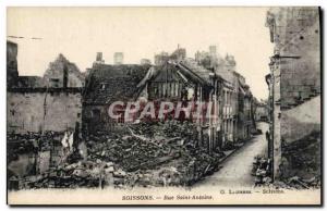 Old Postcard Soissons Rue Saint Antoine Army