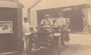 Old Car & Garage Attendant at Siddley Wales Postcard