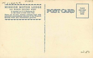 Mission Motor Lodge roadside Salt Lake City Utah Teich Linen Postcard 20-13277