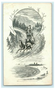 1882 Robinson Eng. Co. Boston Massachusetts Trade Card Carriage Horses Ocean 