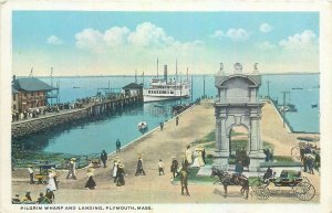 United States Plymouth Massachusetts pilgrim wharf and landing pier postcard 