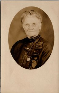 RPPC Elderly Woman Mrs Dery Atie's Mother Masked Oval Portrait Postcard U19