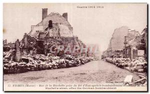 Old Postcard Fismes marl rue Huchette jack of water after the German bombing ...