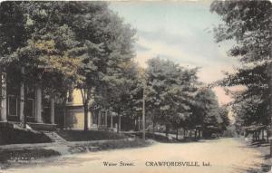 Crawfordsville Indiana~Water Street~Note on Back About Scene~1910 Handcolored Pc