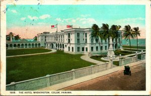 The Washington Hotel Colon Panama 1928 Vtg Postcard POC Panama to Everett WA