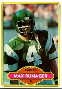 1980 Topps Football Card Max Runager P Philadelphia Eagles sun0348