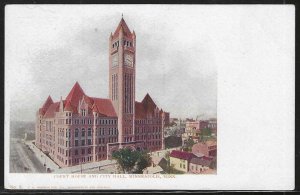 Court House and City Hall, Minneapolis, Minnesota, Very Early Postcard, Unused