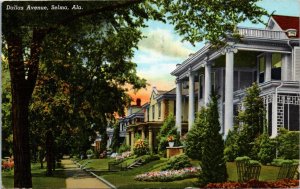 Postcard AL Selma Dallas Avenue Large Southern Houses LINEN 1942 S74